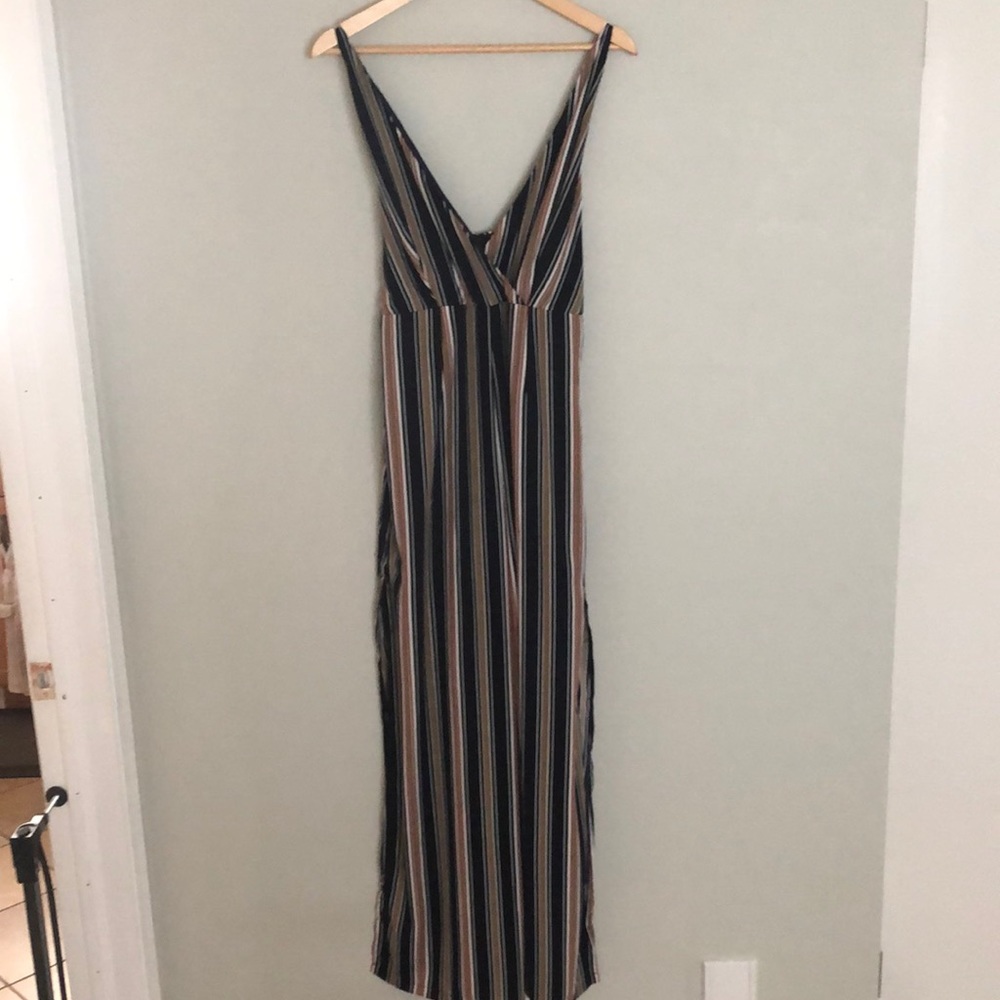 Wide leg stripped jumpsuit